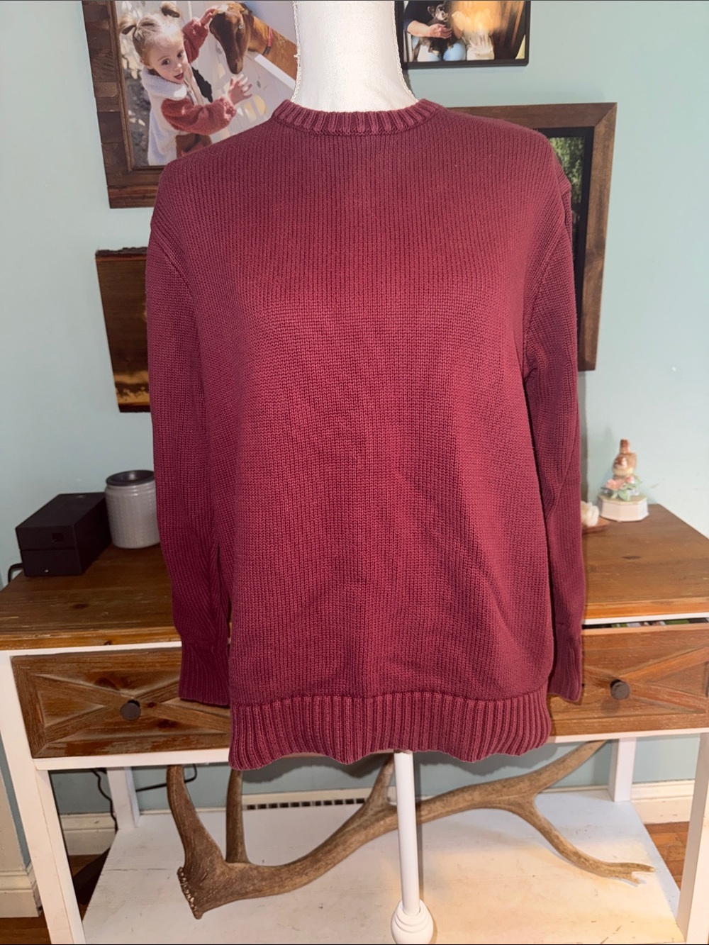John Galt Brandy Melville Women’s Crewneck Sweater in Burgundy Fits s/m